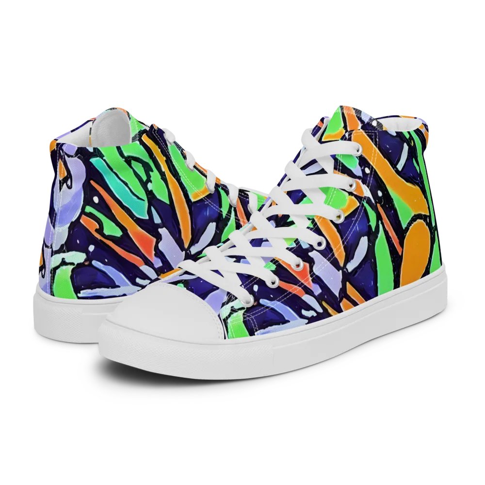 Night Garden on Men's High Top Canvas Shoes — Left