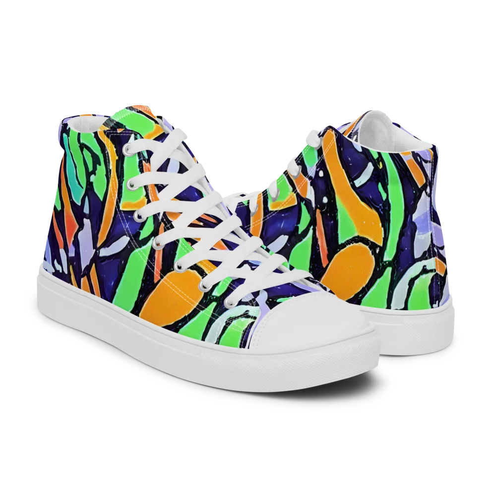 Night Garden on Men's High Top Canvas Shoes — Right