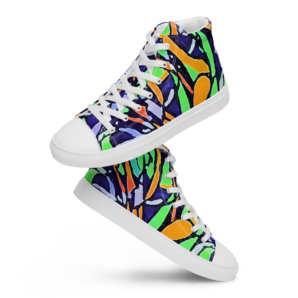 Night Garden on Men's High Top Canvas Shoes — Front