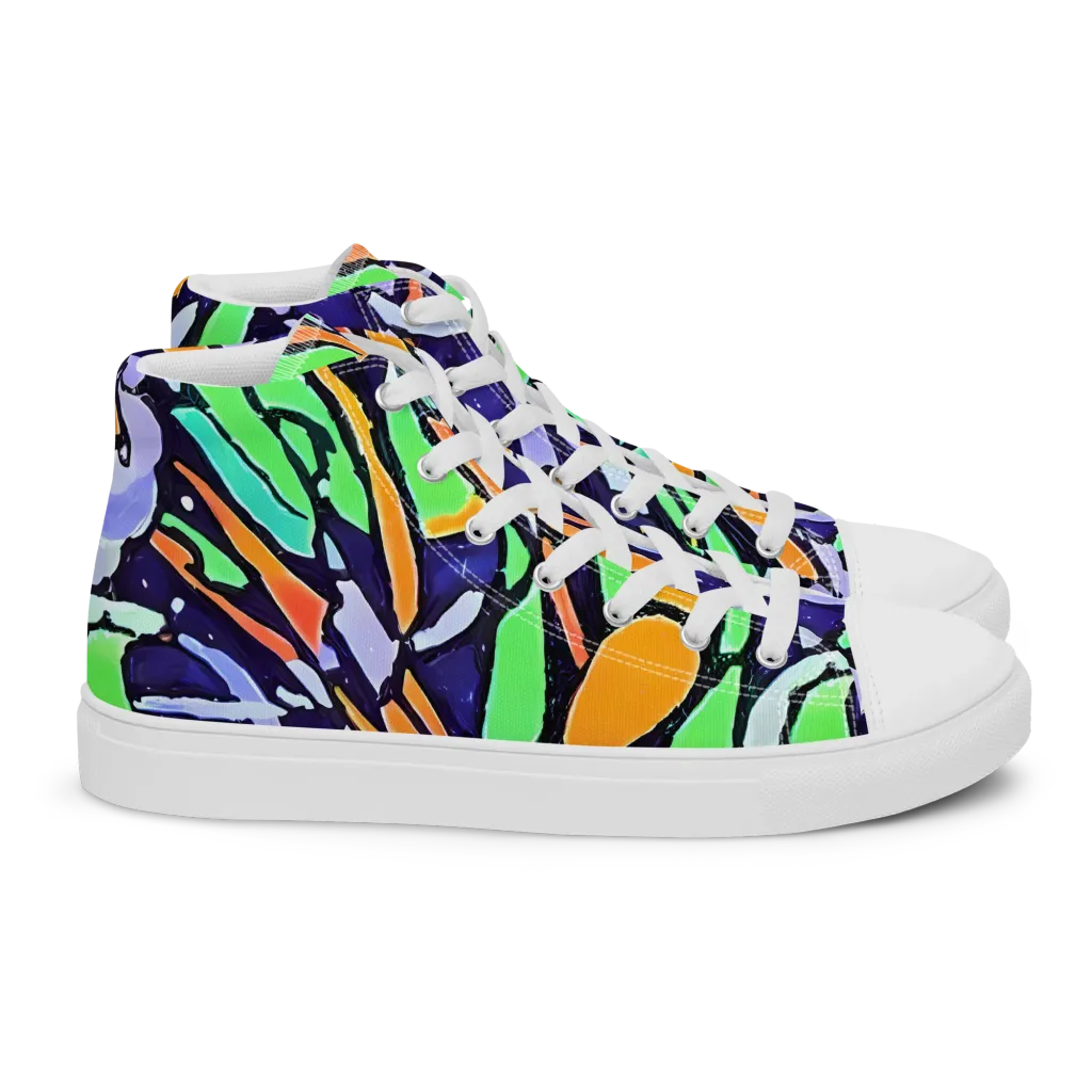 Night Garden on Women's High Top Canvas Shoes — Right