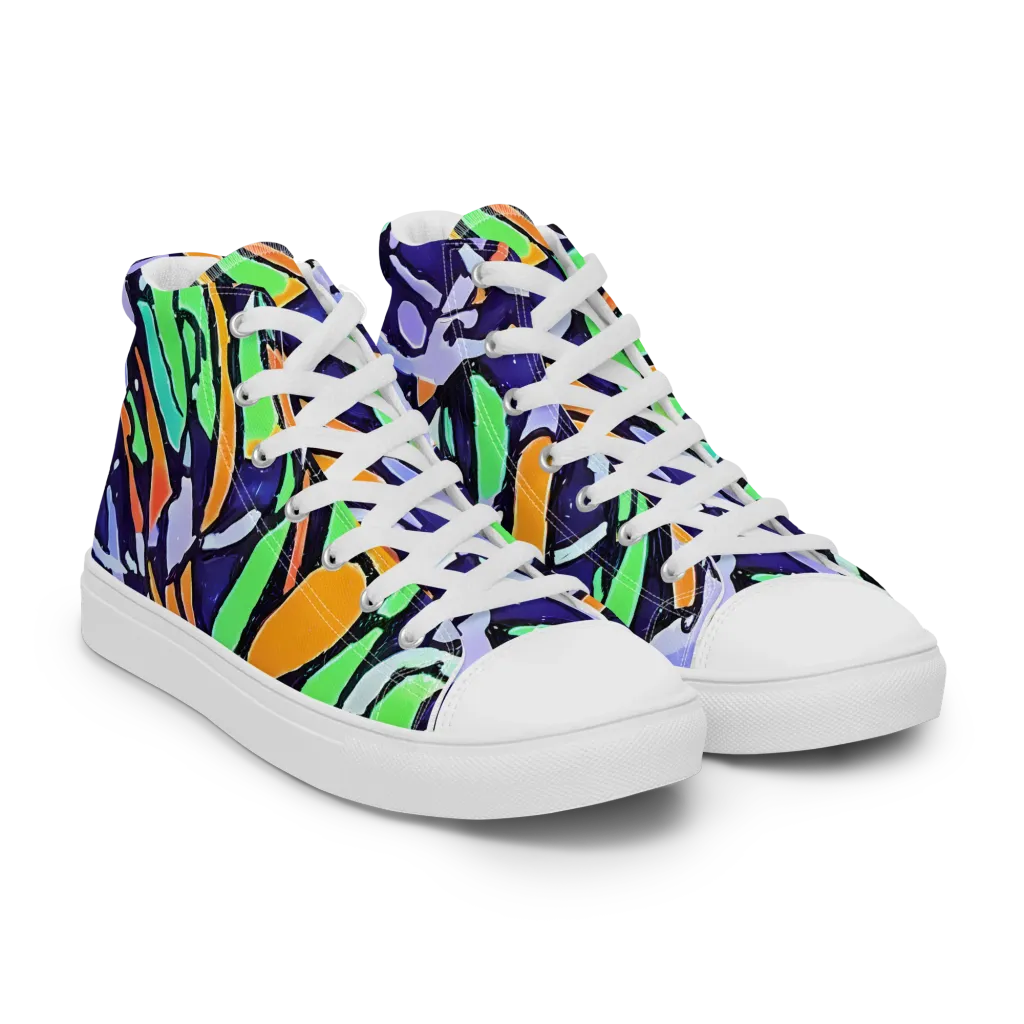 Night Garden on Women's High Top Canvas Shoes — Right Front