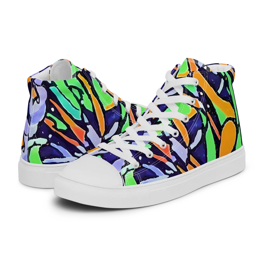 Night Garden on Women's High Top Canvas Shoes — Left