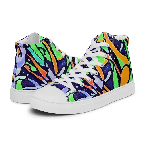 Night Garden on a Women's High Top Canvas Shoes