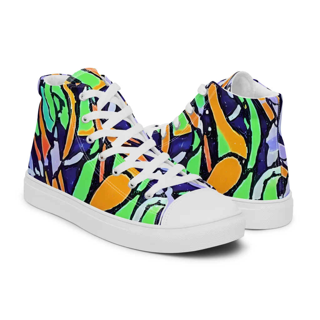 Night Garden on Women's High Top Canvas Shoes — Right