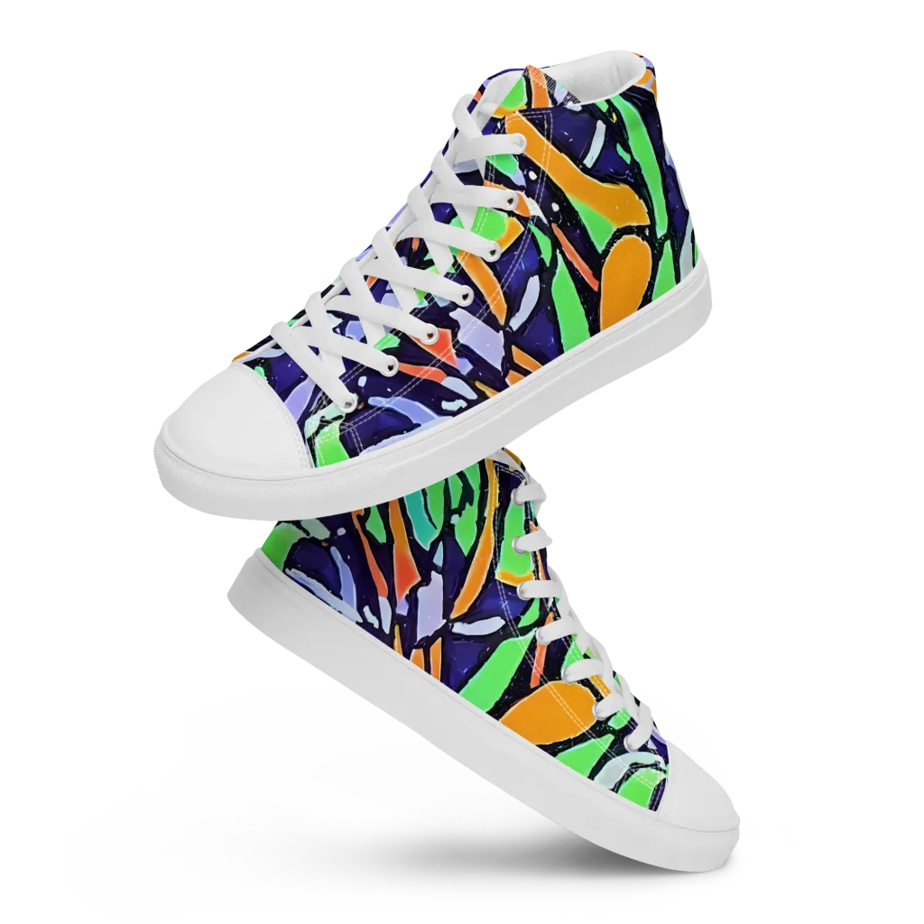 Night Garden on Women's High Top Canvas Shoes — Front