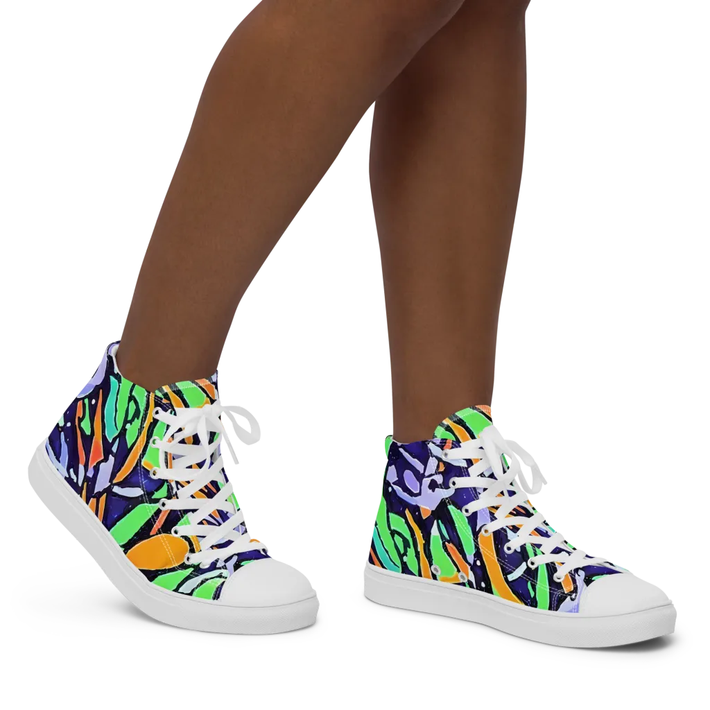 Night Garden on Women's High Top Canvas Shoes — Right