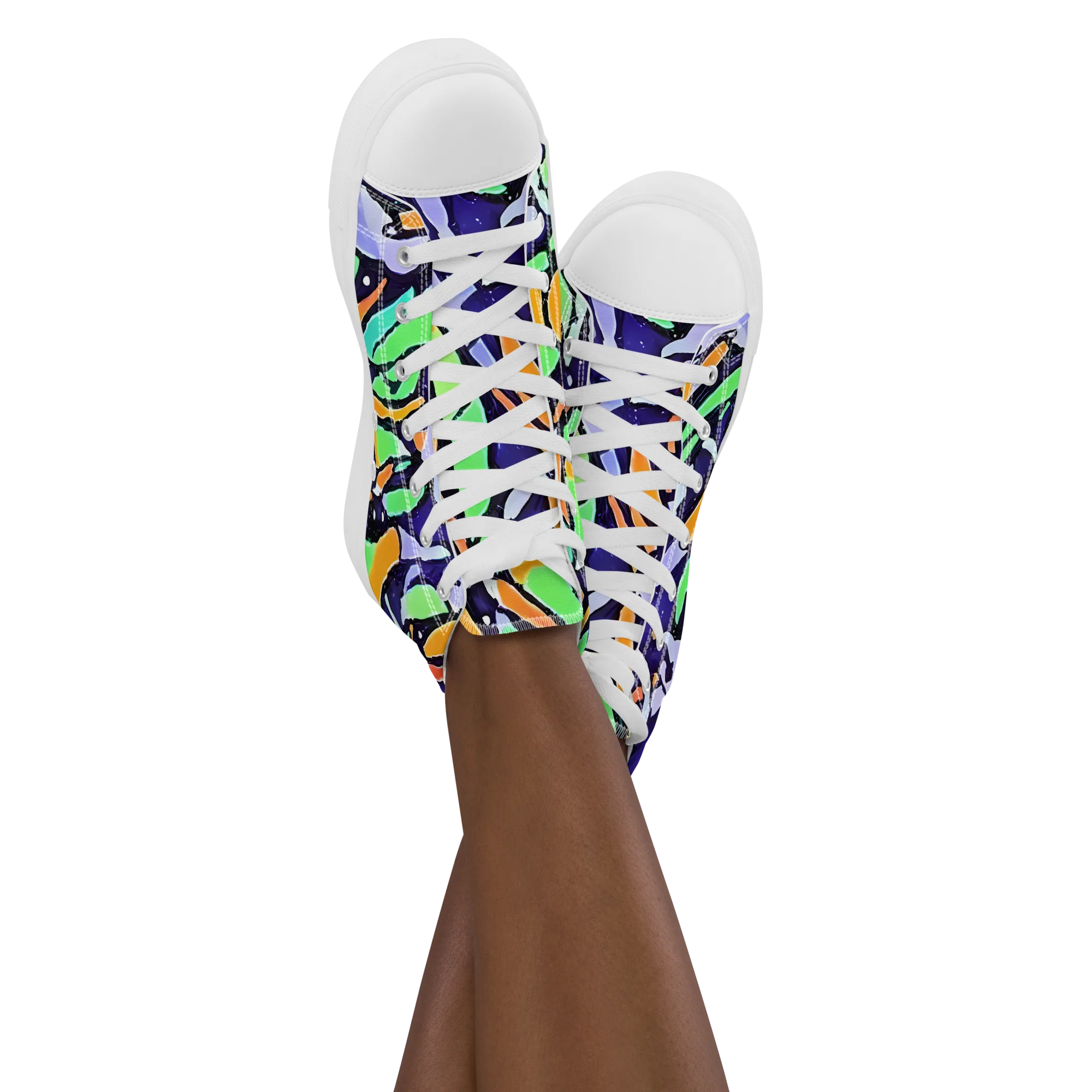 Night Garden on Women's High Top Canvas Shoes — Front