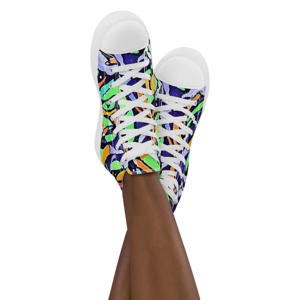 Night Garden on Women's High Top Canvas Shoes — Front