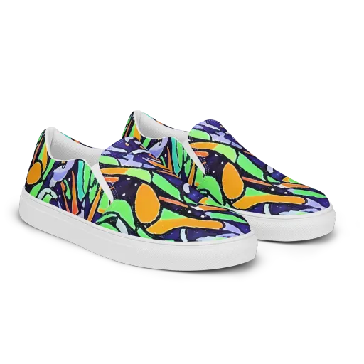 Night Garden on a Men's Slip-On Canvas Shoes