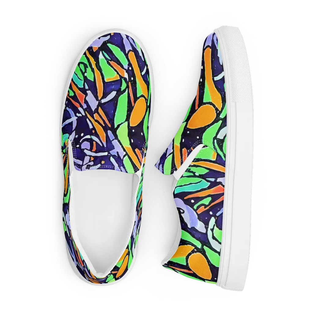 Night Garden on Men's Slip-On Canvas Shoes — Front