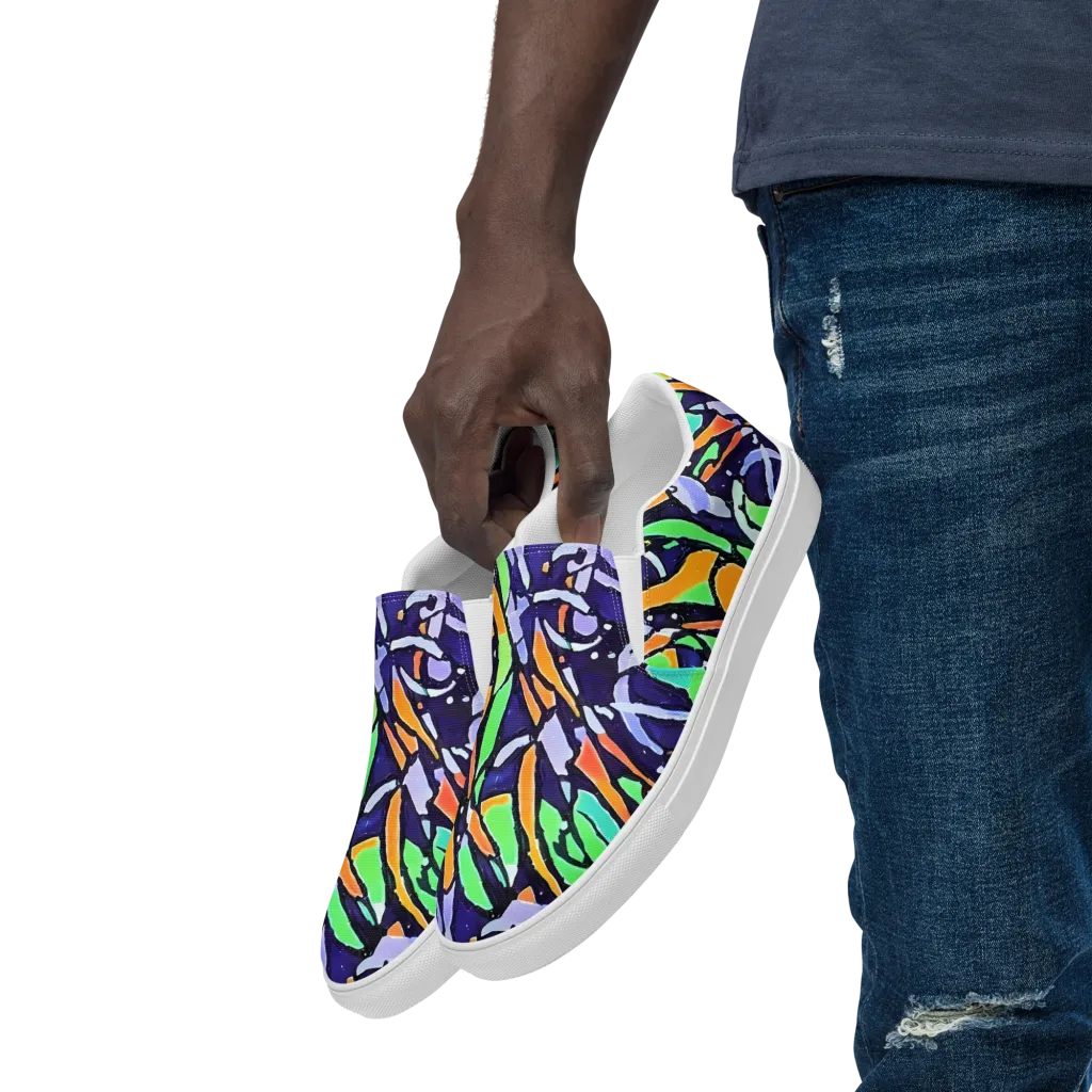 Night Garden on Men's Slip-On Canvas Shoes — Left Front