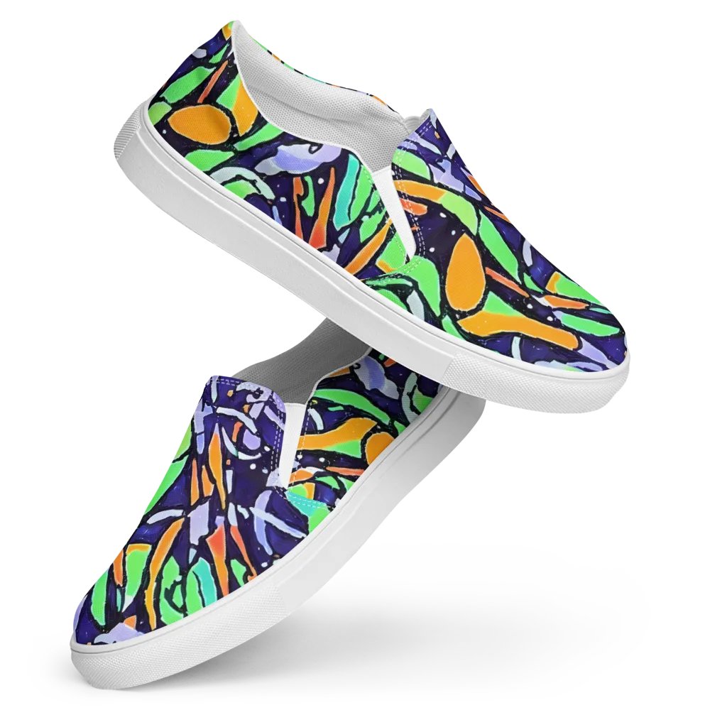 Night Garden on Women's Slip-On Canvas Shoes — Front