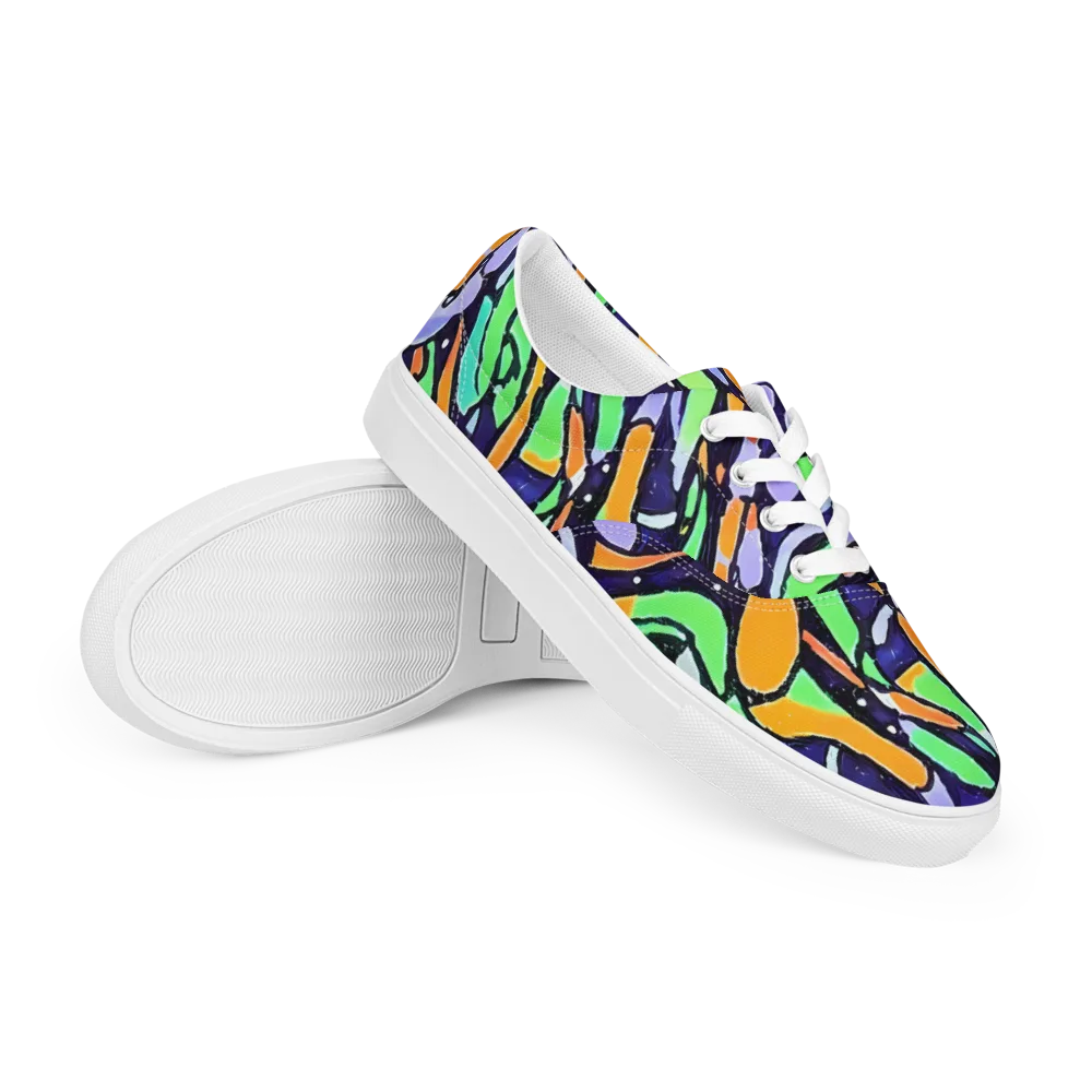 Night Garden on Men's Lace-Up Canvas Shoes — Right Front