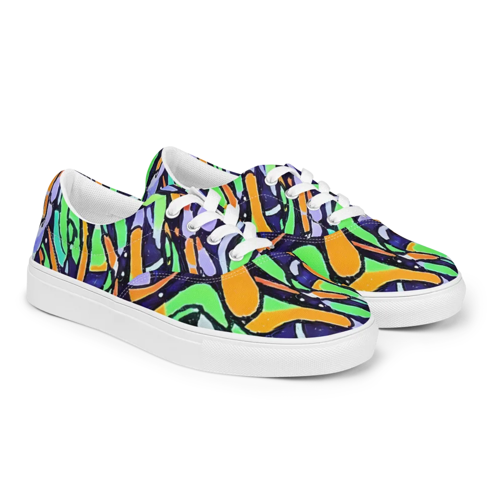 Night Garden on Men's Lace-Up Canvas Shoes — Right Front