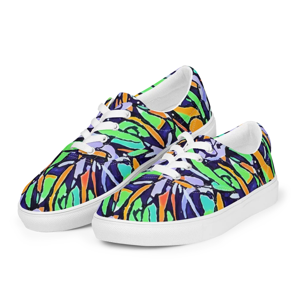 Night Garden on Men's Lace-Up Canvas Shoes — Left Front