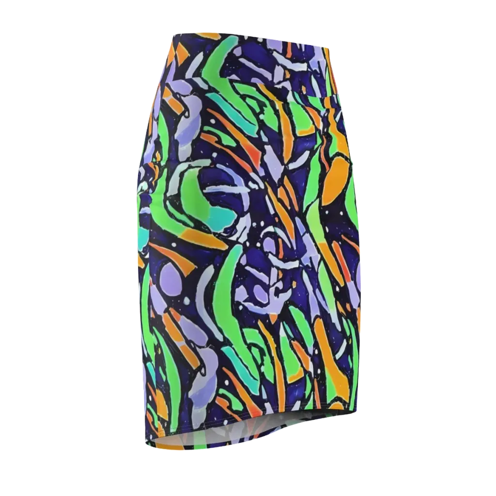 Night Garden on Pencil Skirt — Front Side