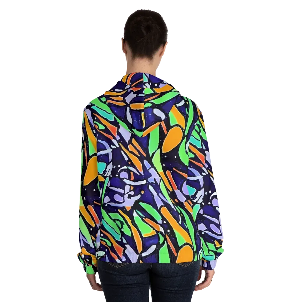 Night Garden on Women's Full-Zip Hoodie — Back On Person