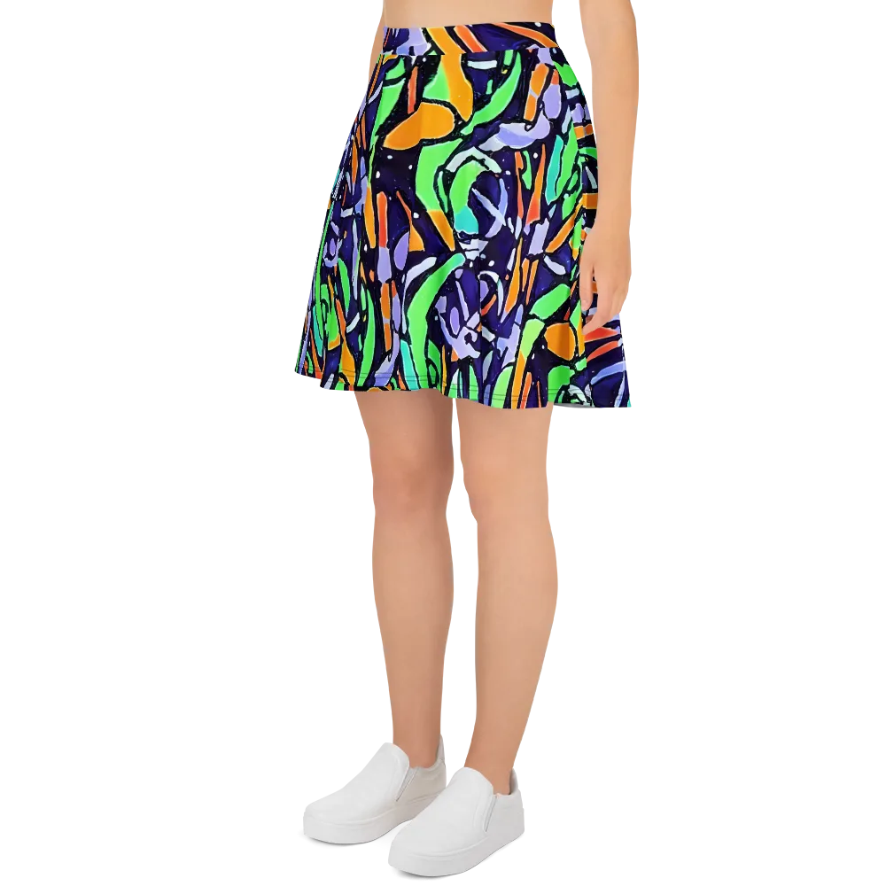 Night Garden on Skater Skirt — Left