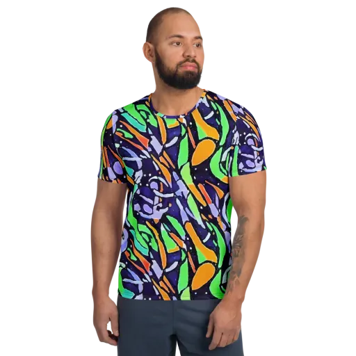 Night Garden on a Men's Athletic T-Shirt