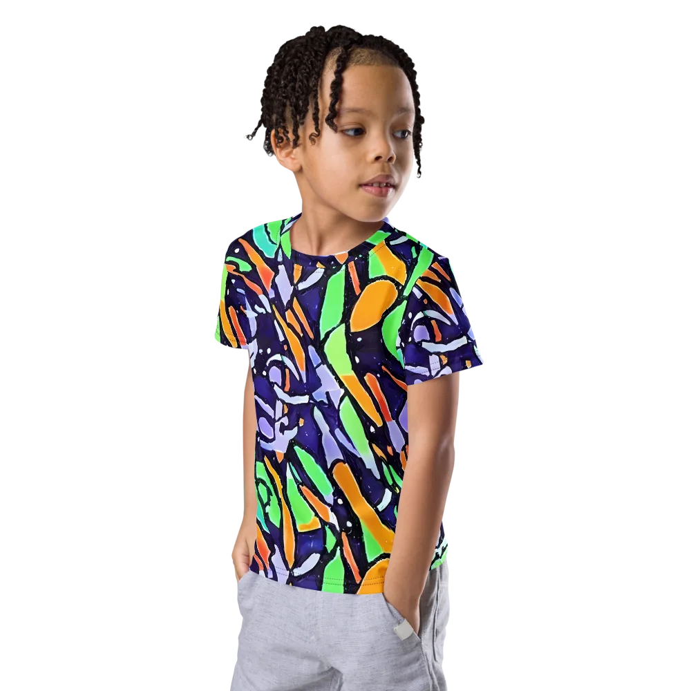 Night Garden on Kids Crew Neck T-Shirt — Left Front