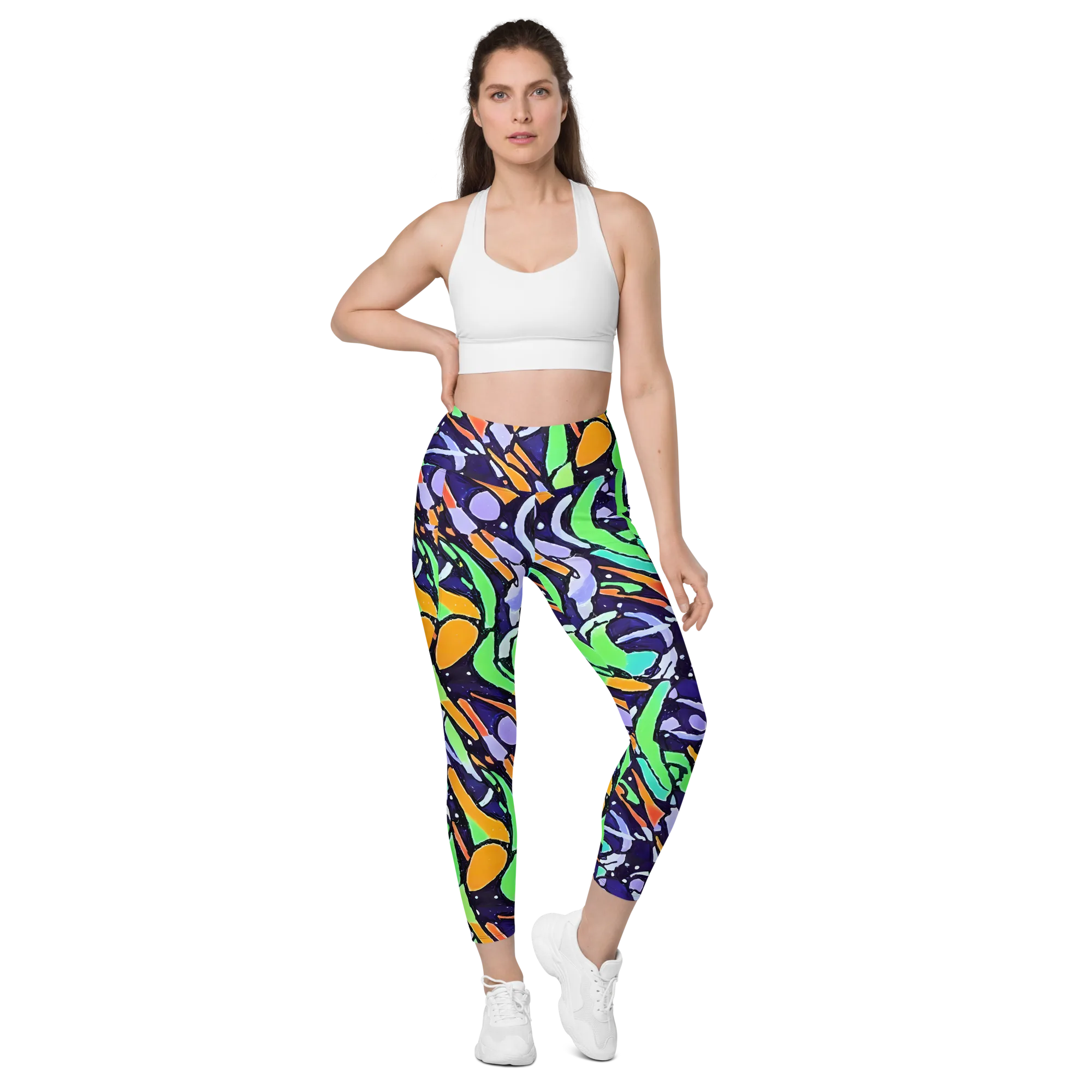 Night Garden on Leggings with Pockets — Front