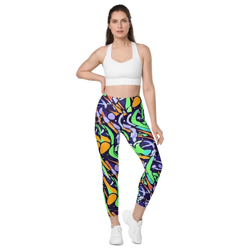 Night Garden on Leggings with Pockets — Front