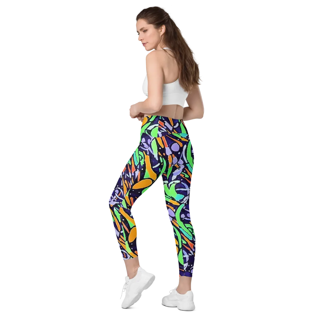 Night Garden on Leggings with Pockets — Left Back