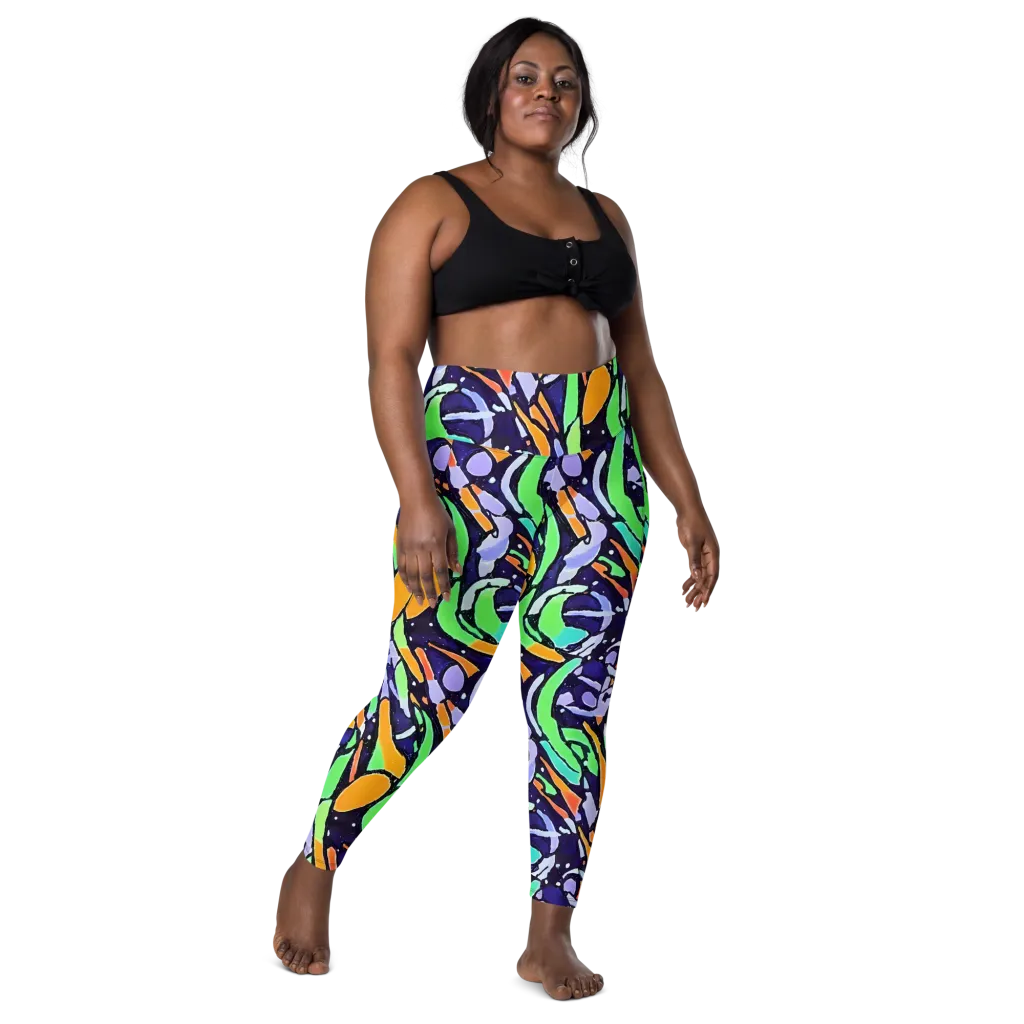 Night Garden on Leggings with Pockets — Front
