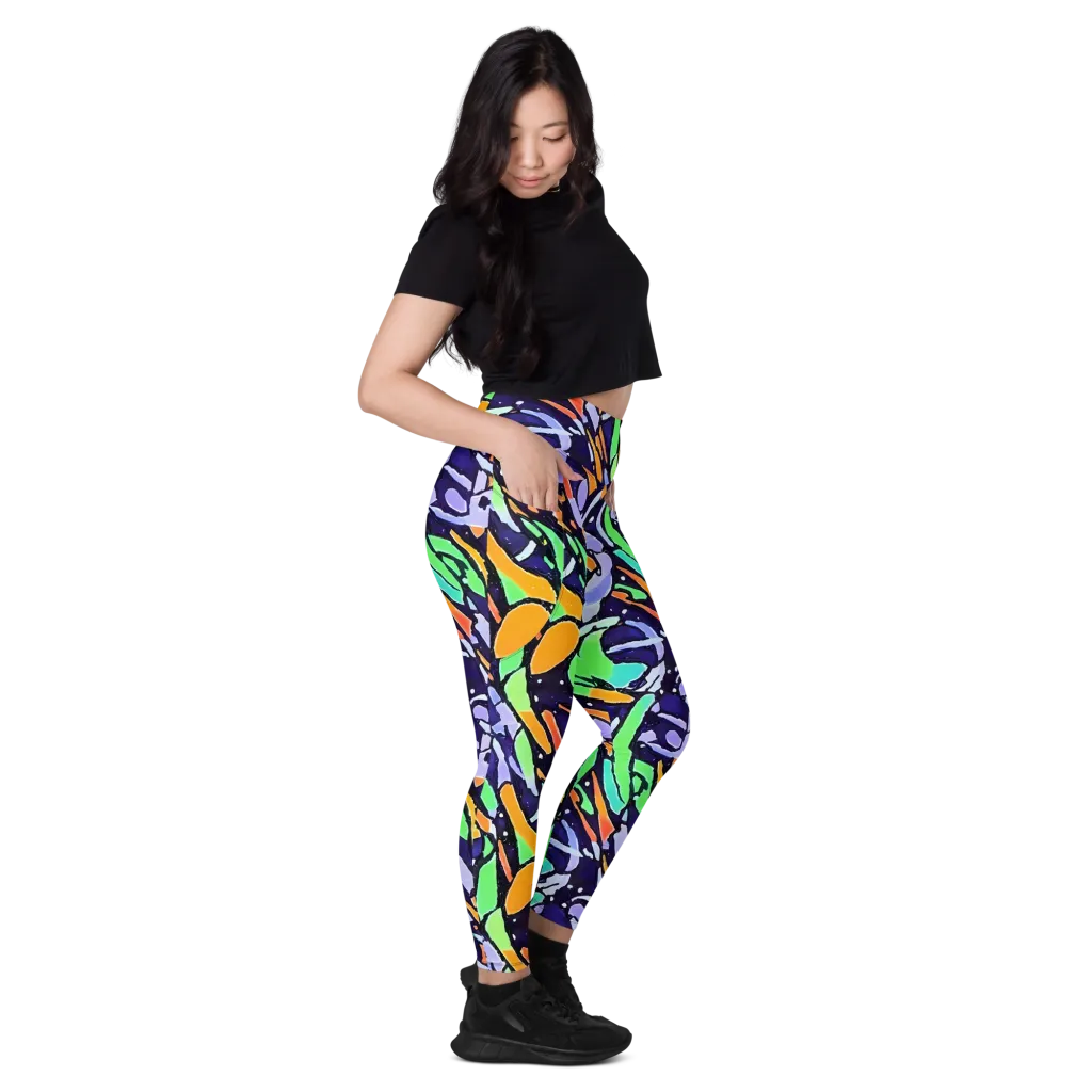 Night Garden on Leggings with Pockets — Right