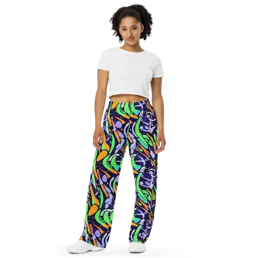 Night Garden on a Wide-Leg Pants