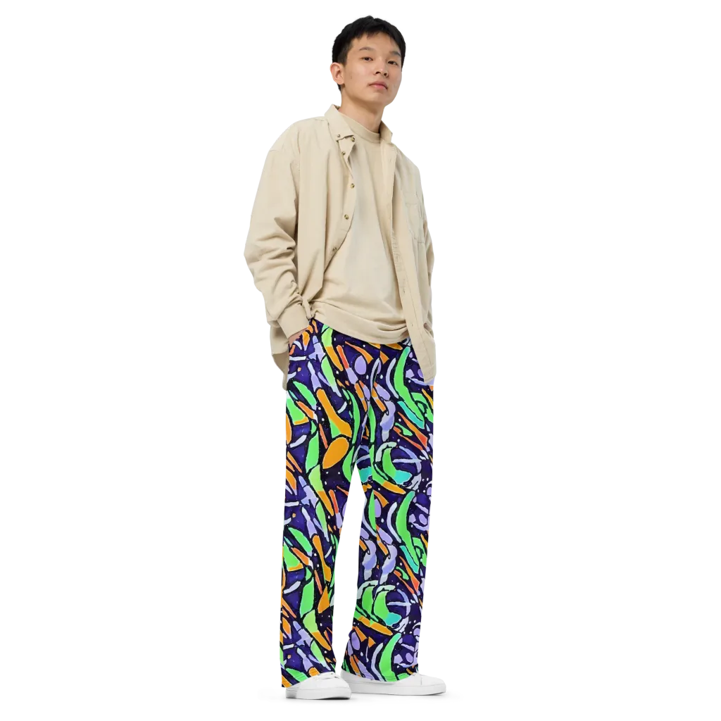 Night Garden on Wide-Leg Pants — Right Front