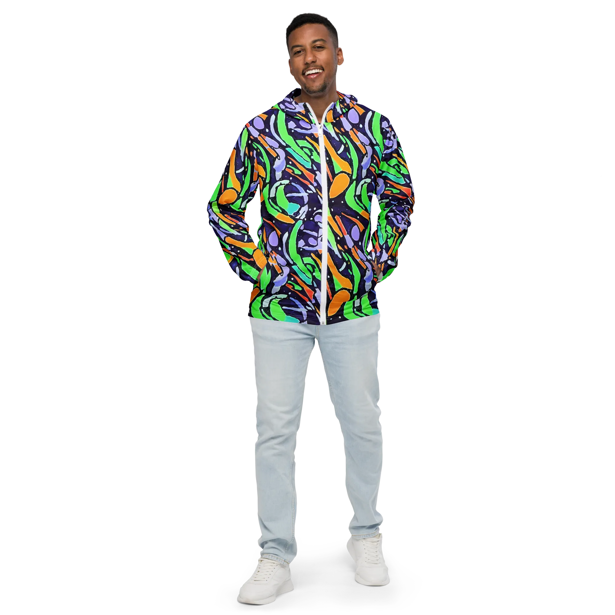 Night Garden on Men's Windbreaker — Front
