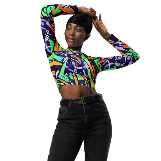 Night Garden on a Long Sleeve Crop Top