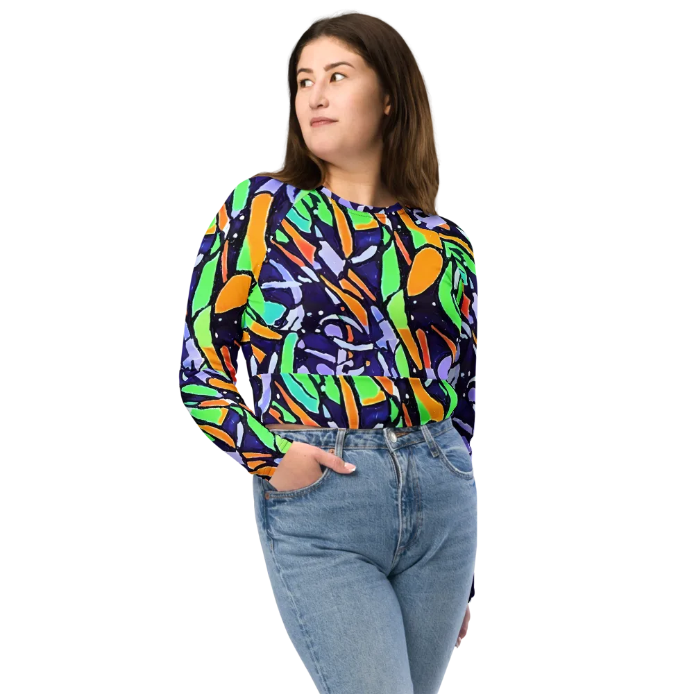 Night Garden on Long Sleeve Crop Top — Front