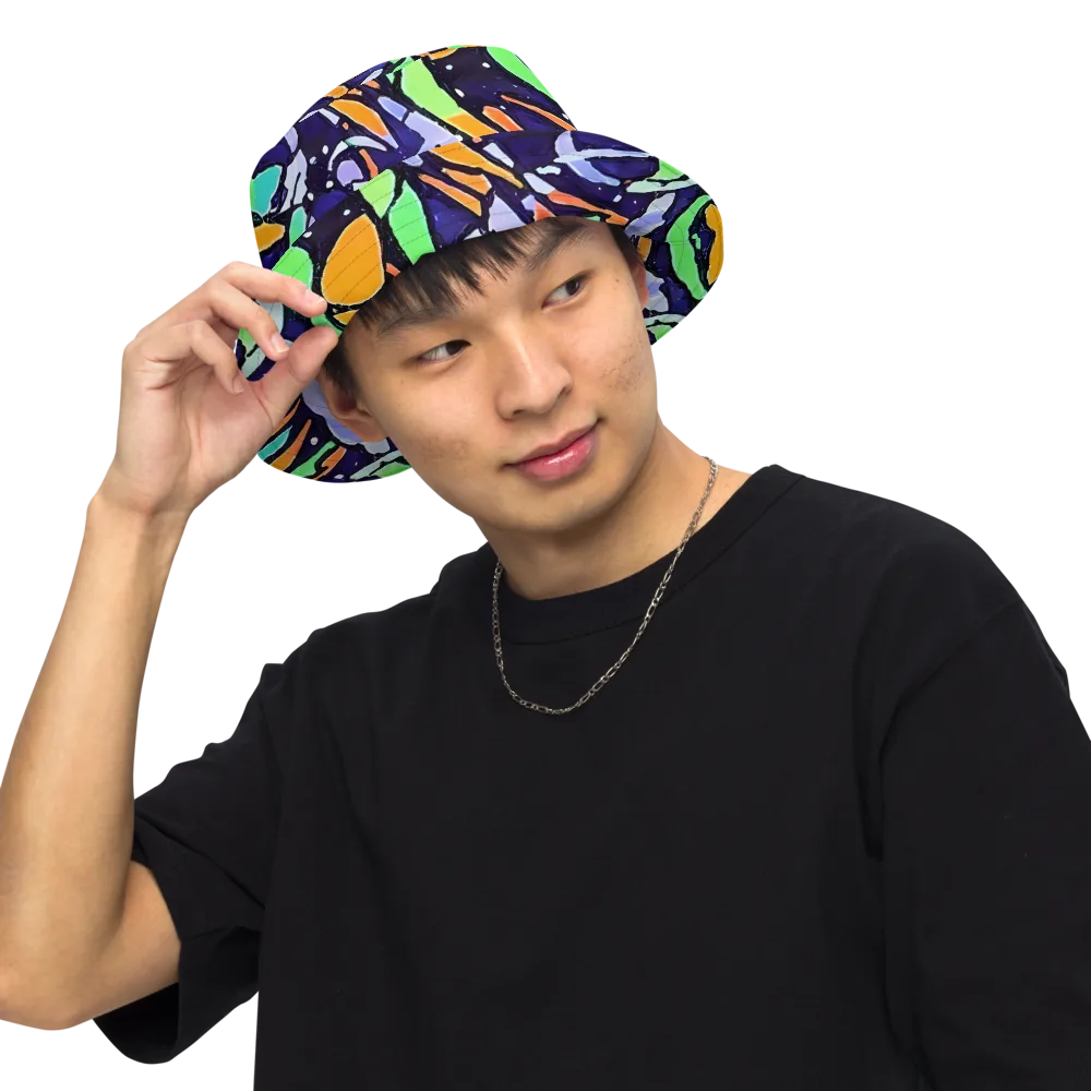 Night Garden on Reversible Bucket Hat — Front Inside