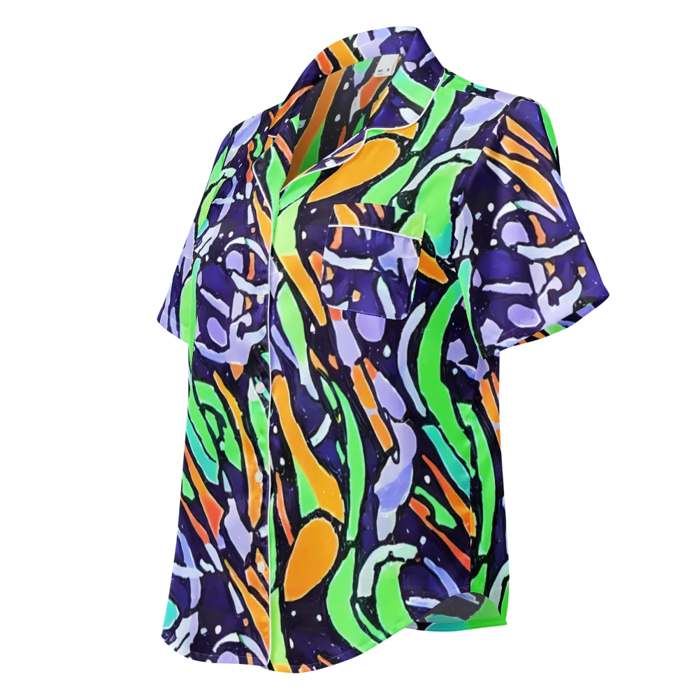 Night Garden on Women's Short Sleeve Pajama Top — Left Front
