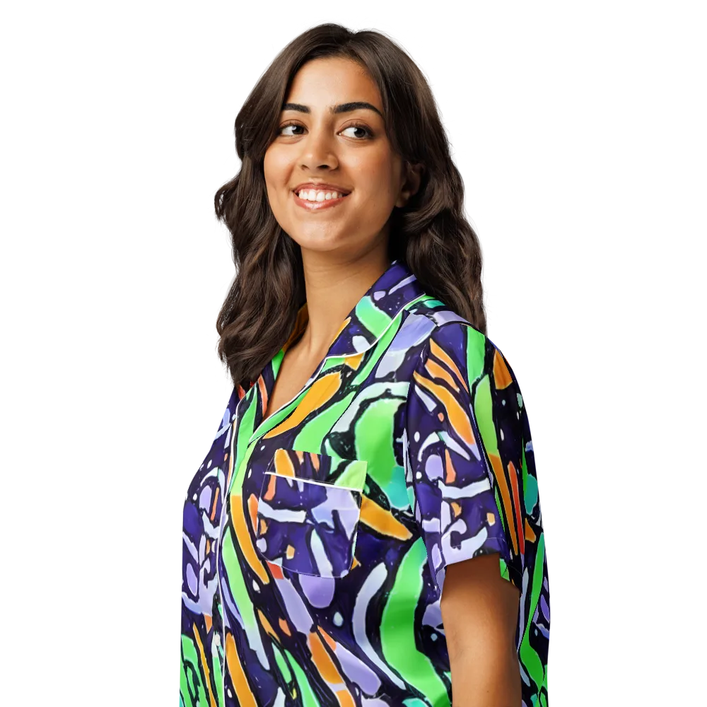 Night Garden on Women's Short Sleeve Pajama Top — Left Front