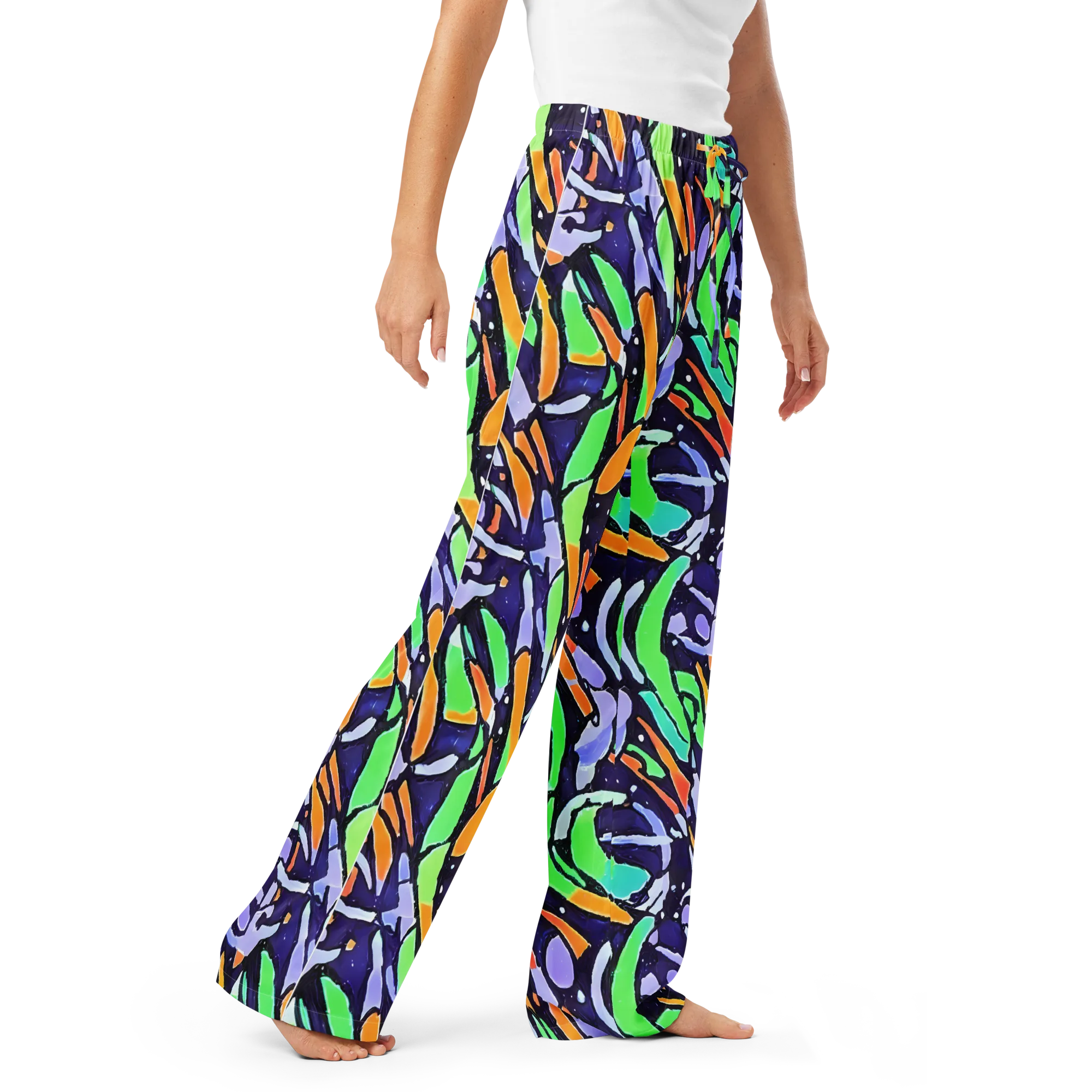 Night Garden on Women's Pajama Pants — Right Front