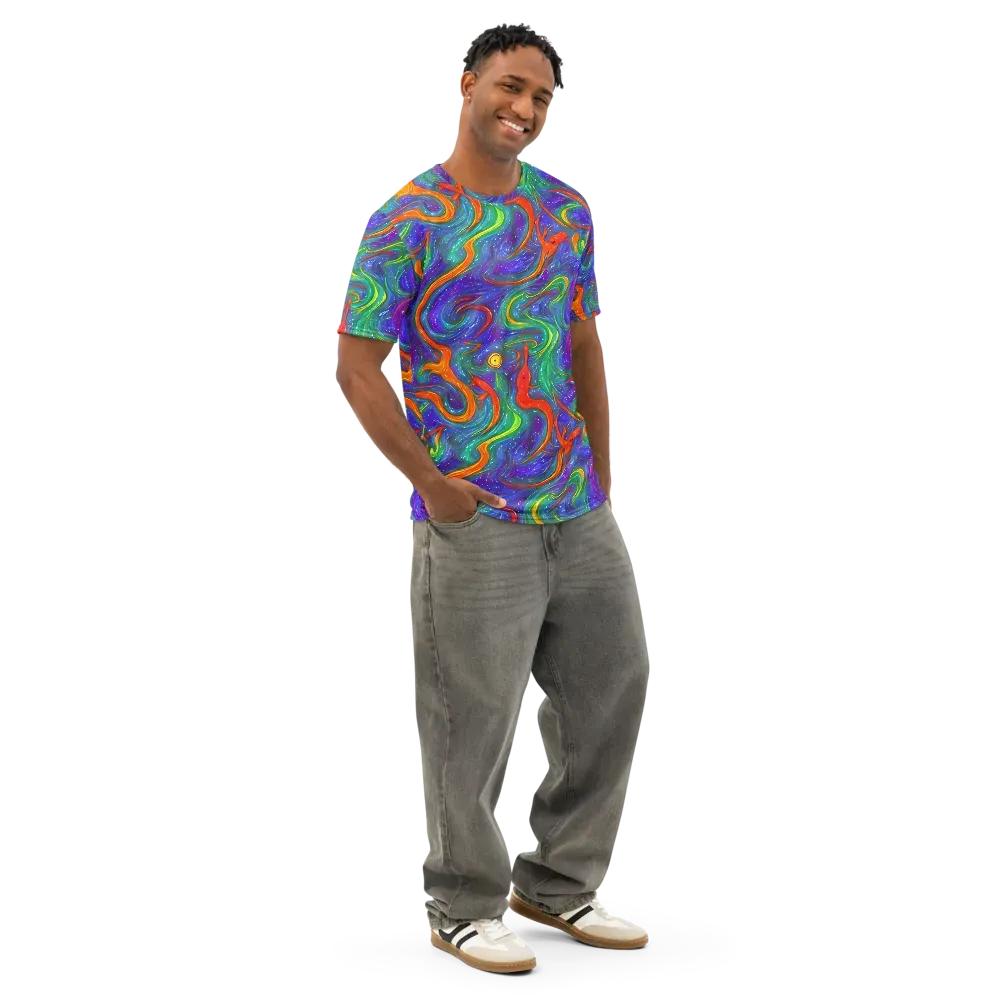 Prism Wake on Men's Cotton Crew Neck T-Shirt — Right Front