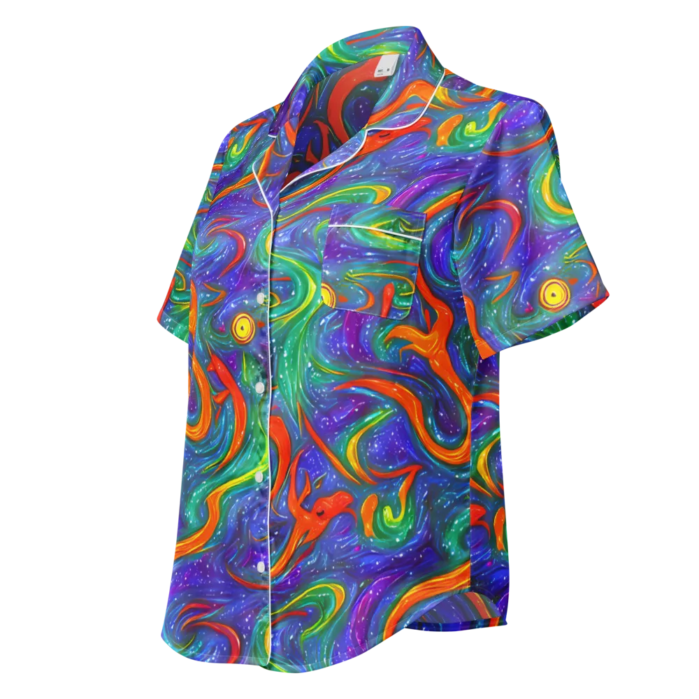 Prism Wake on Women's Short Sleeve Pajama Top — Left Front