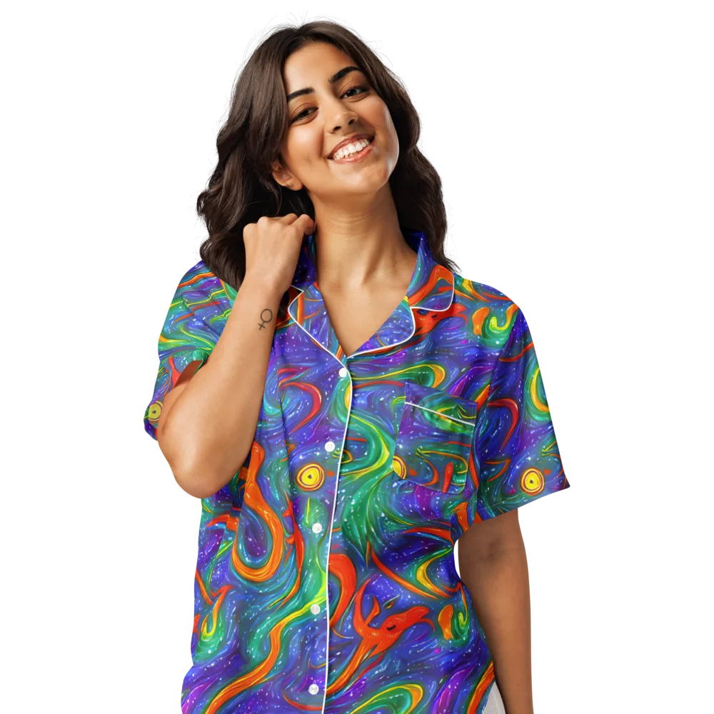 Prism Wake on Women's Short Sleeve Pajama Top — Front