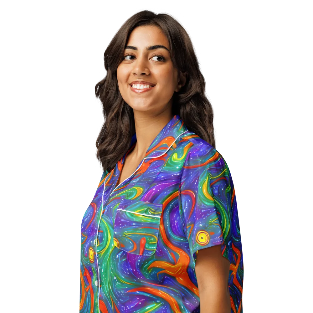 Prism Wake on Women's Short Sleeve Pajama Top — Left Front