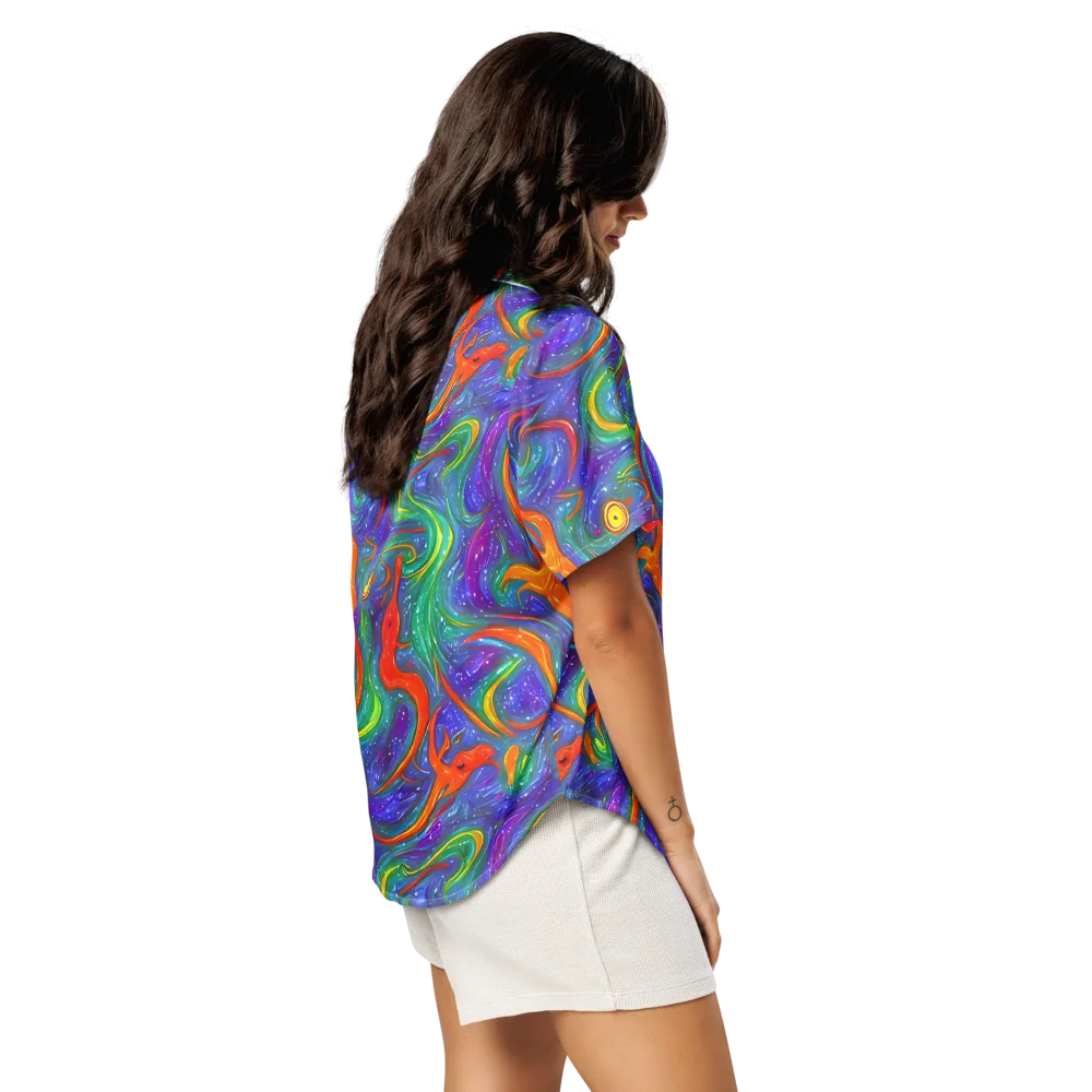Prism Wake on Women's Short Sleeve Pajama Top — Right Back