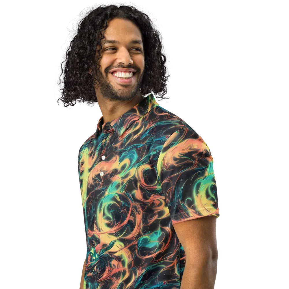 Afterglow Vortex on Men's Slim Fit Polo Shirt — Left Front