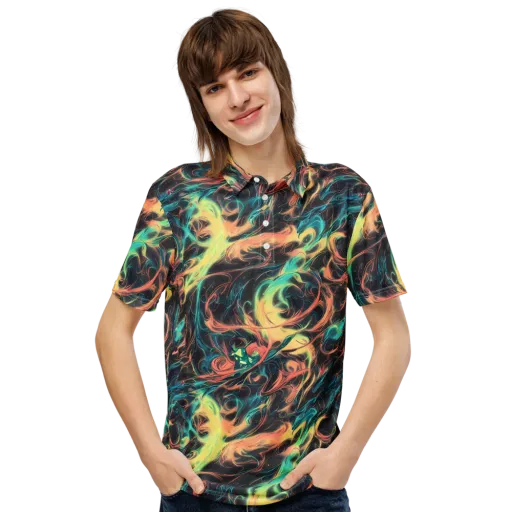Afterglow Vortex on a Men's Slim Fit Polo Shirt