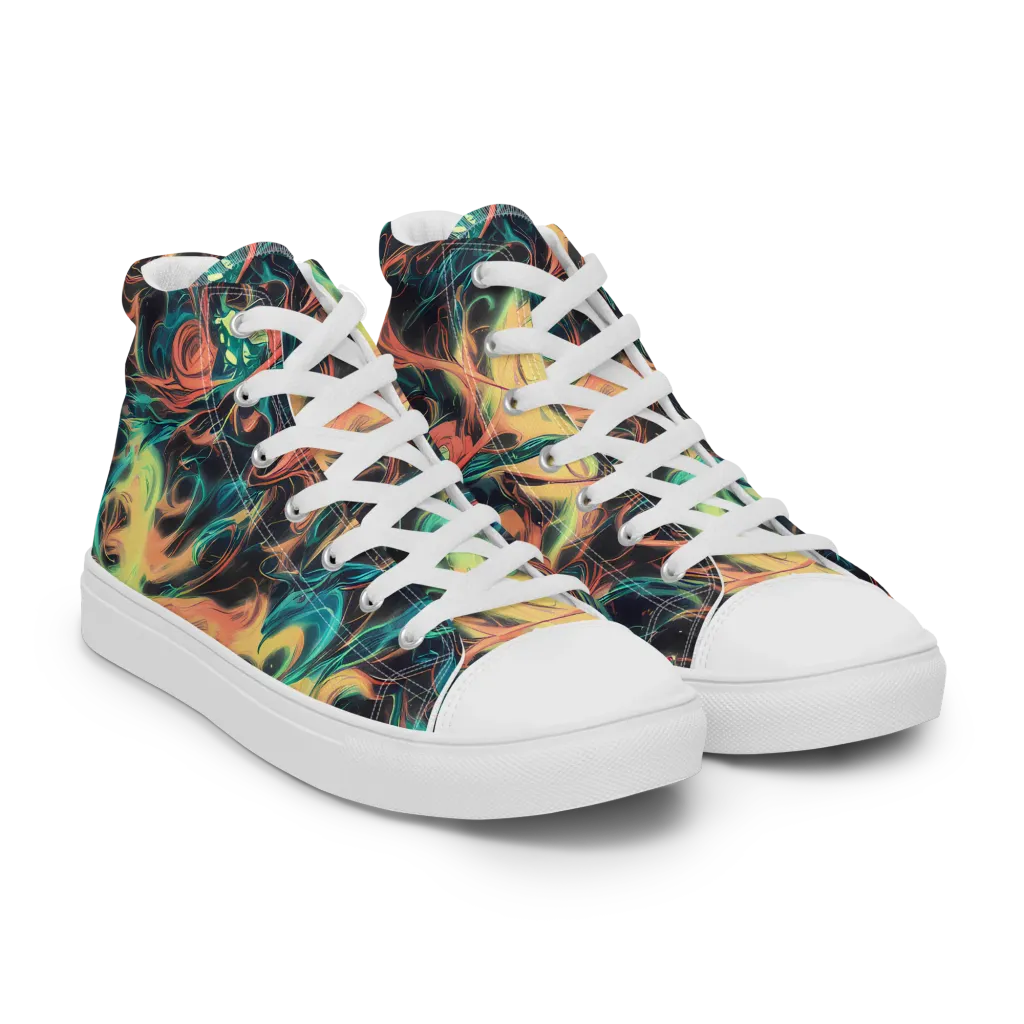 Afterglow Vortex on Men's High Top Canvas Shoes — Right Front