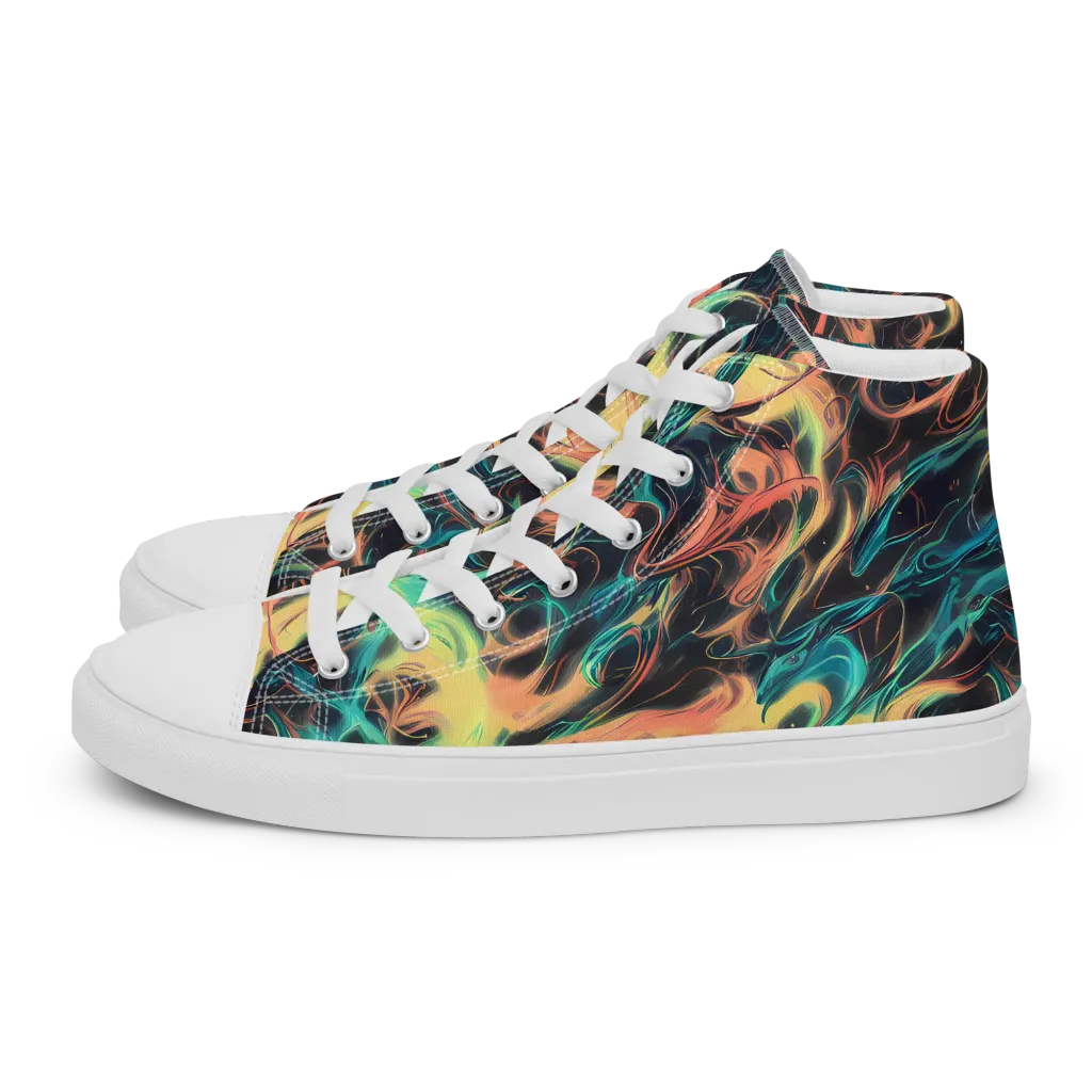 Afterglow Vortex on Men's High Top Canvas Shoes — Left