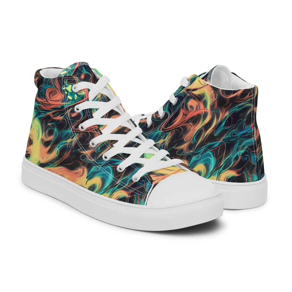 Afterglow Vortex on Men's High Top Canvas Shoes — Right