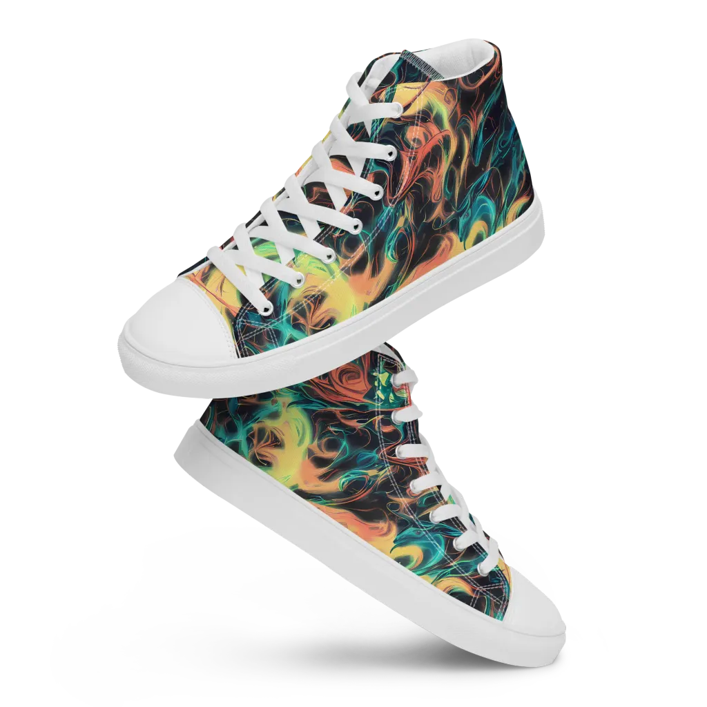Afterglow Vortex on Men's High Top Canvas Shoes — Front
