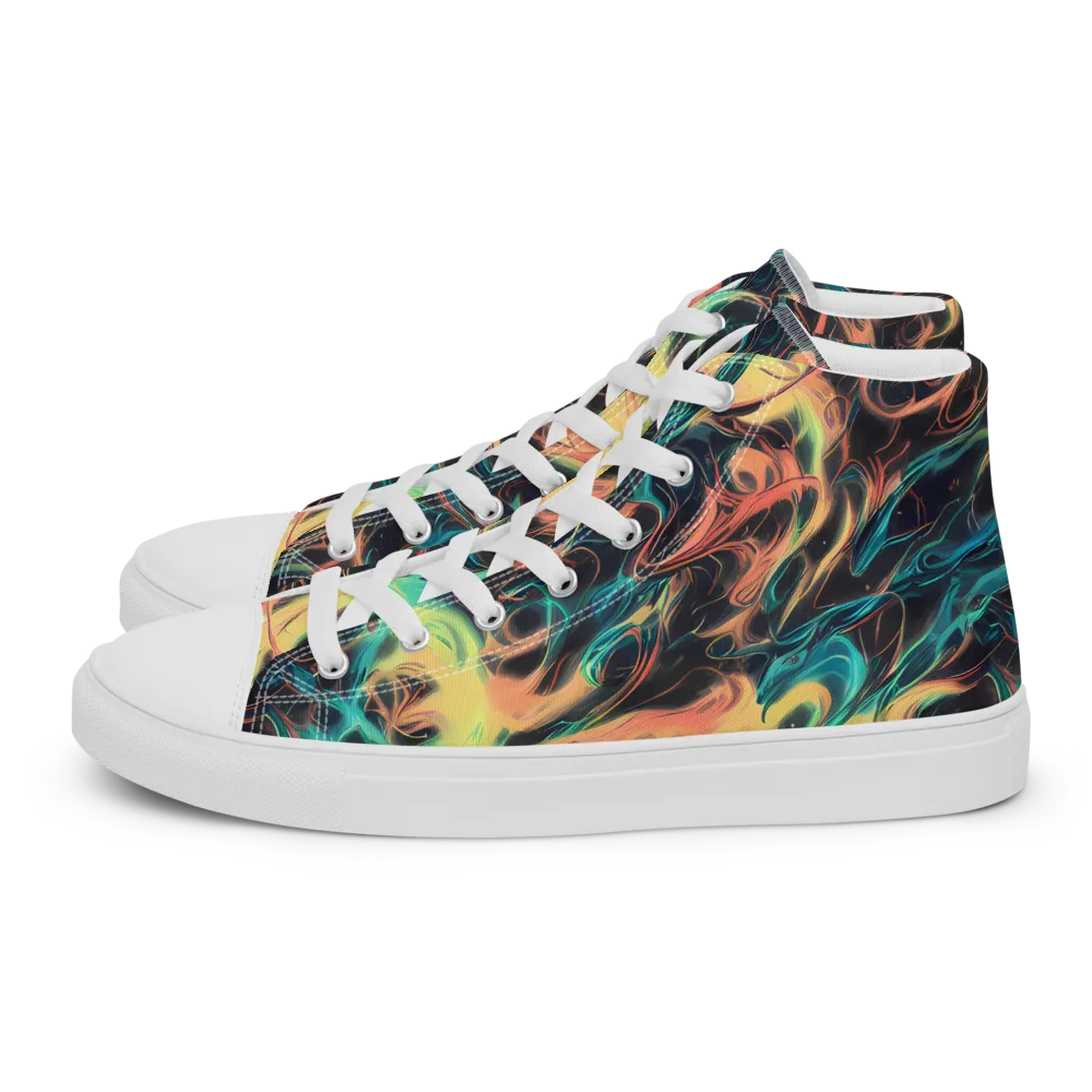Afterglow Vortex on Women's High Top Canvas Shoes — Left